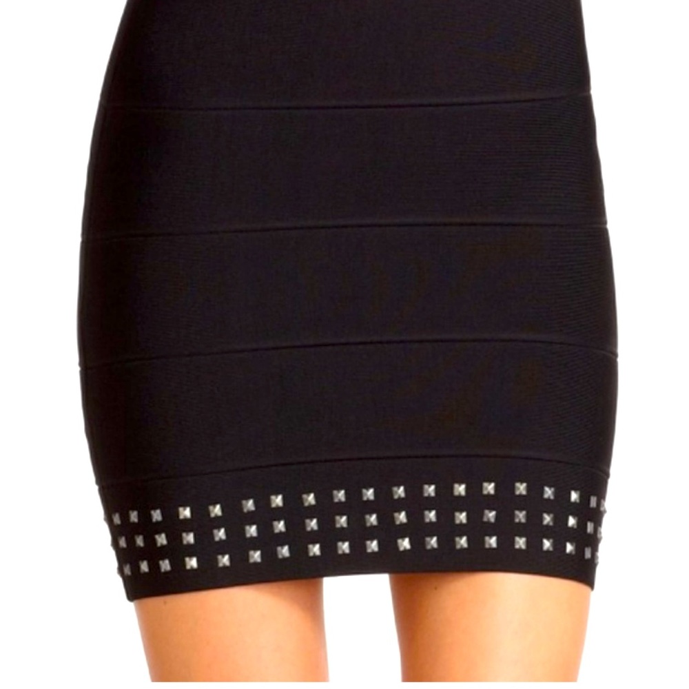 BCBGMAXARIA Black Studded Bandage Skirt